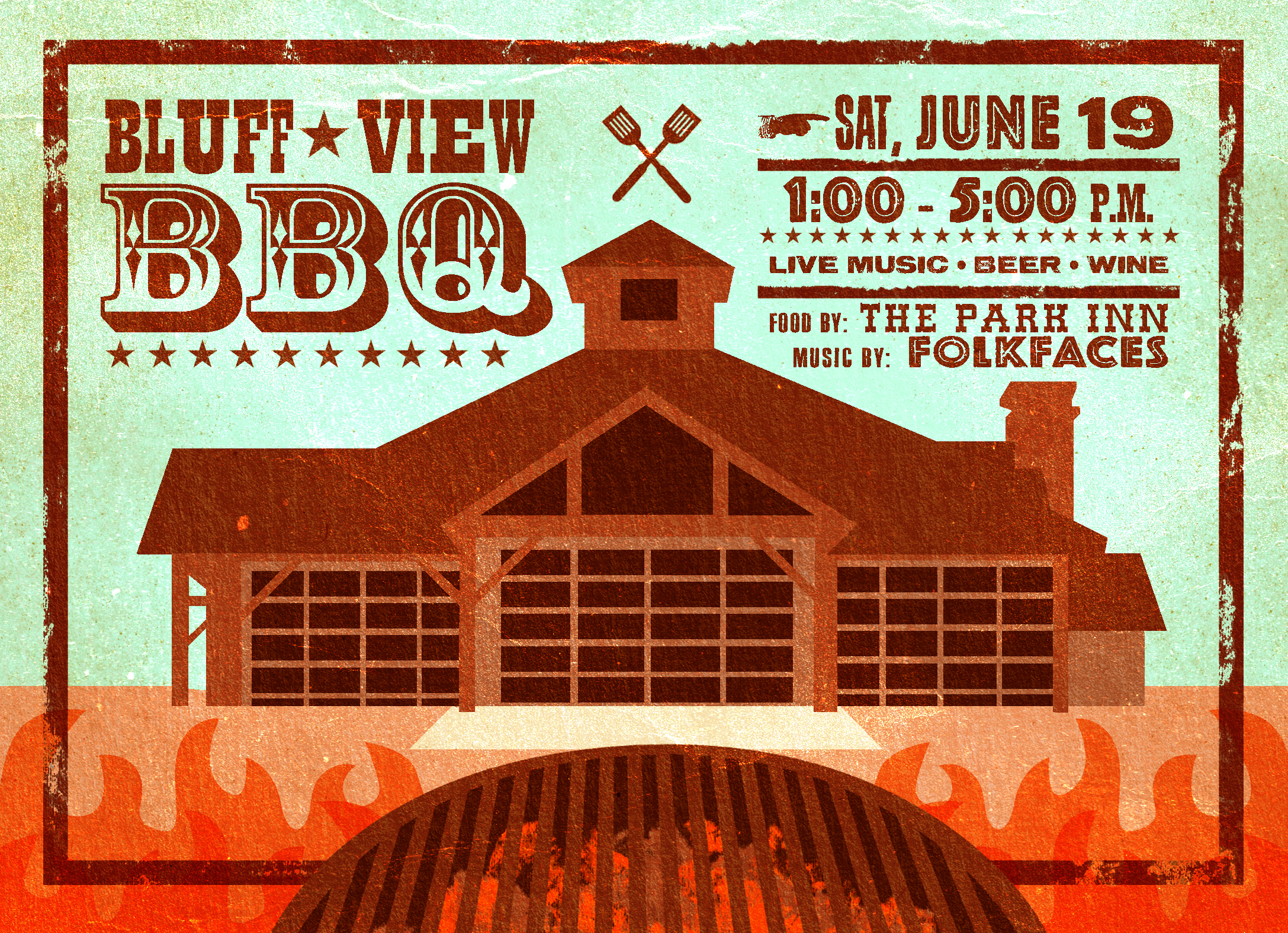 Bluff View BBQ Graphic with text