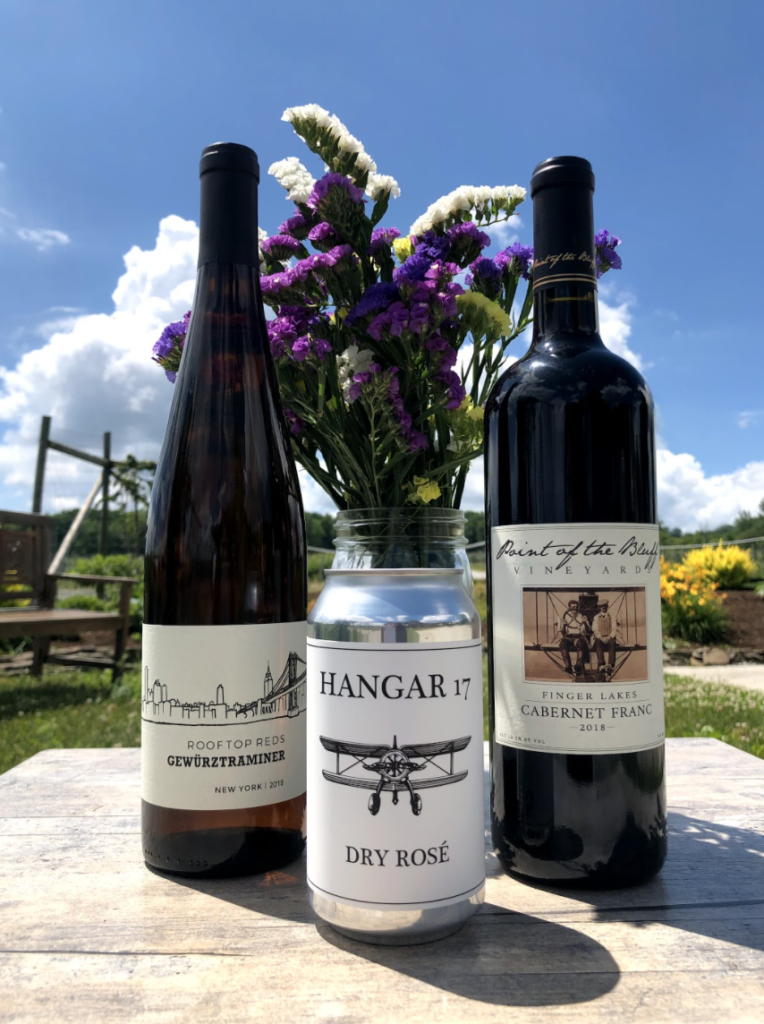 Point of the Bluff Vineyards, Rooftop Reds, and Hangar 17 wine.