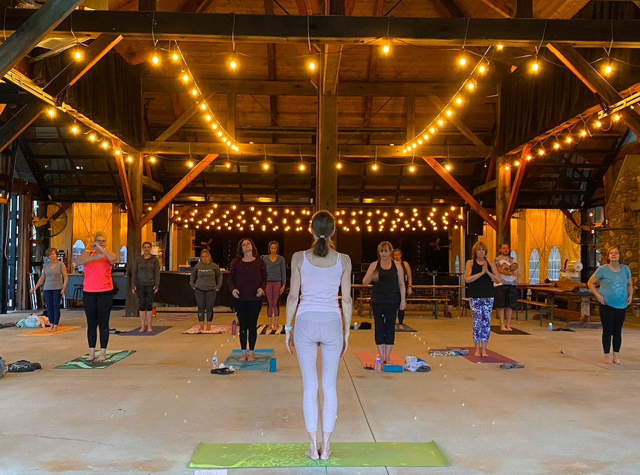 Yoga in the pavilion